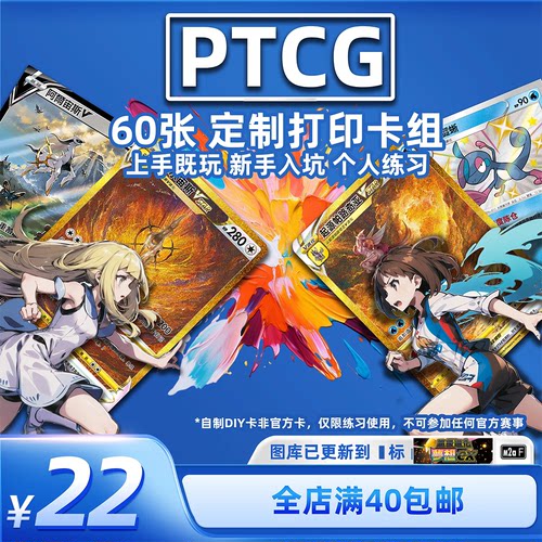 PTCG代卡 宝可梦对战卡组 自制手工DIY卡牌 60张自定义
