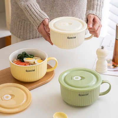 陶瓷泡面碗带盖宿舍用学生高颜值