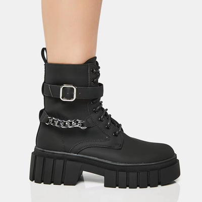 Delias靴子厚度高跟马丁靴