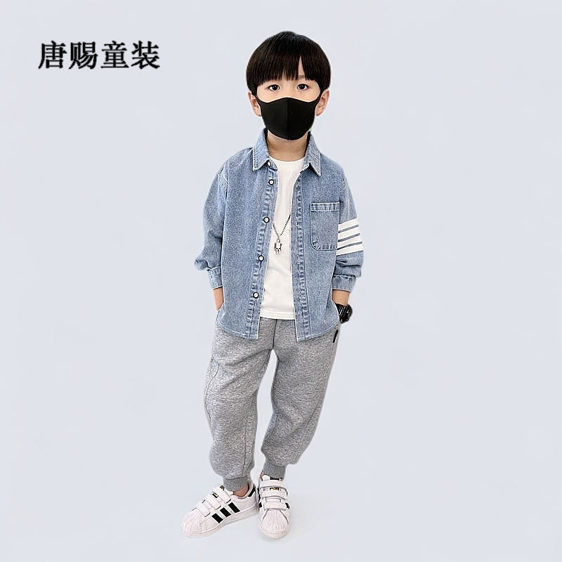 男童牛仔衬衫春秋2025新款痞帅风儿童韩版帅气休闲男孩洋气外套潮
