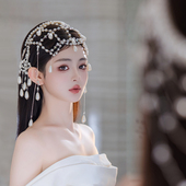 明星同款 韩系优雅轻奢异域风高级感水滴流苏珍珠头饰新娘舞台配饰