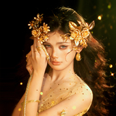 高级感新娘发饰奢华质感金色系花朵发夹沙丘复古写真造型时尚 配饰