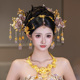 古风新娘发饰浅色减龄气质高级造液花发箍流苏眉心坠秀禾婚礼发饰