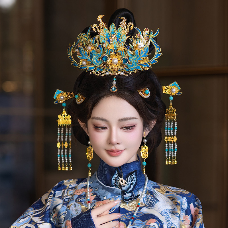 大气新娘发饰古风明制汉服传统刺绣工艺凤冠奢华重工妆造复古头饰