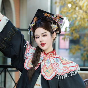 学士帽手工簪花帽硕士博士帽马面裙粉色调中式礼帽国风毕业照发饰