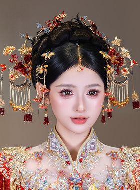2026新娘发饰小巧精致手工流苏侧边发夹婚礼秀禾服古典龙凤褂头饰