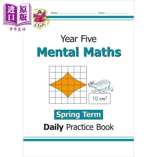英国原版 New Book Mental Maths 心算日常练习书 春季 中商原版 KS2 5年级 学期 Practice Daily Year 新 CGP教辅