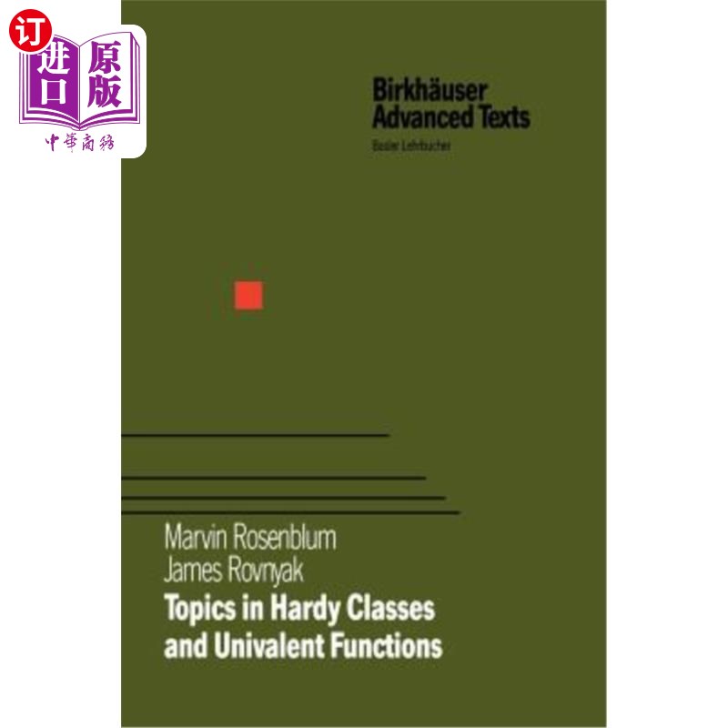 海外直订Topics in Hardy Classes and Univalent Functions Hardy类和单叶函数中的主题