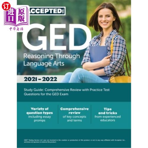海外直订GED Reasoning Through Language Arts Study Guide: Comprehensive Review with Pract 通过语言艺术进行GED推理学