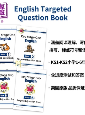 英国CGP原版 KS1 KS2 1-6年级 英语定向练习册 英文原版 English Targeted Question Book 阅读理解写作拼写语法【中商原版】