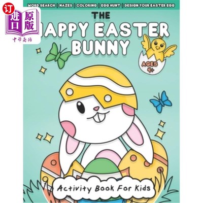海外直订The Happy Easter Bunny Activity Book For Kids Ages 4+: Fun Easter Holiday Mazes, 快乐复活节兔子活动书4岁以