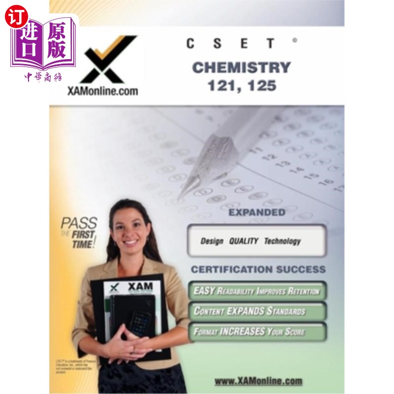 海外直订Cset Chemistry 121, 125 Teacher Certification Test Prep Study Guide CSET化学121，125教师认证考试准备学习指