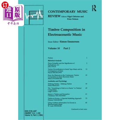 海外直订Timbre Composition in Electroacoustic Music 电声音乐的音色组成