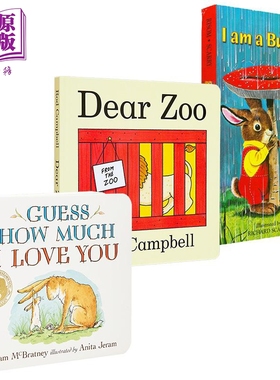 英文原版低幼儿童纸板书3册 dear zoo动物园 I Am a Bunny 我是一只兔子 猜猜我有多爱你 廖彩杏【中商原版】【中商原版】