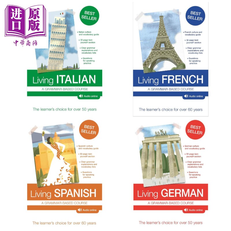 Teach Yourself语法基础学习课程 生活语言系列 Living French 法语 德语German 意大利语Italian 西班牙语Spanish【中商原版】