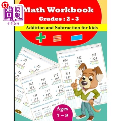 海外直订Addition and subtraction for kids - Grades: 2 - 3: 86 Pages With Answer Key, Age 儿童加减法-等级：2