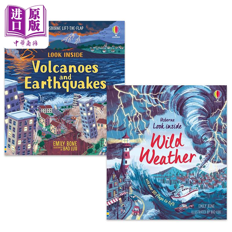 预售 Usborne Look Inside 尤斯伯恩看里面 纸板书绘本2册套装 火山地震Volcanoes Earthquakes 恶劣天气Wild Weather【中商原版】 书籍/杂志/报纸 儿童读物原版书 原图主图