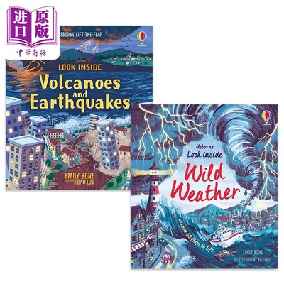 Usborne Look Inside 尤斯伯恩看里面 纸板书绘本2册套装 火山地震Volcanoes Earthquakes 恶劣天气Wild Weather【中商原版】