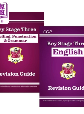 英国CGP教材 KS3 English Study Guide Grammar 中学英语学习指导教辅2册 单词拼写 标点符号 语法 11-13岁 初中【中商原版】