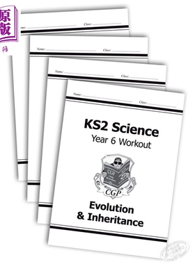 现货 英国CGP原版 KS2 Science Year 6 Workout 科学小学6年级锻炼包套装4册 生命循环+进化和继承+光能+电路和生物 10-11岁