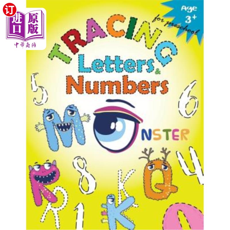 海外直订Tracing Letters and Numbers for Preschool(Monster): Kindergarten Tracing Workboo 追踪学龄前儿童的字母和数字