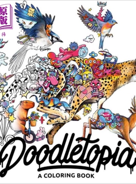 涂鸦乌托邦 着色书 英文原版 Doodletopia A Coloring Book Vexx 益智创意涂色书【中商原版】