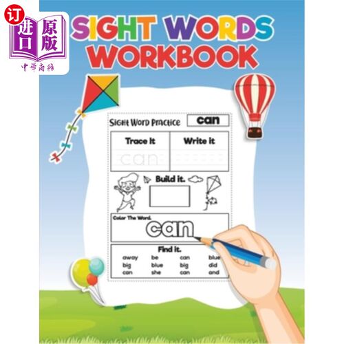 海外直订Sight Words for Kids Learning to Write and Read: Activity Workbook to Learn, Tra 儿童学习读写的视像词汇:儿