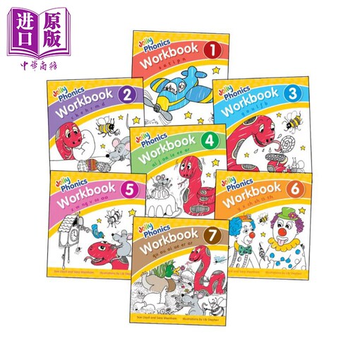 Jolly Phonics Workbooks 1-7 快乐自然拼读练习册7册套装 手写体 英式英语 英语启蒙字母发音学习单词 阅读写作【中商原版】