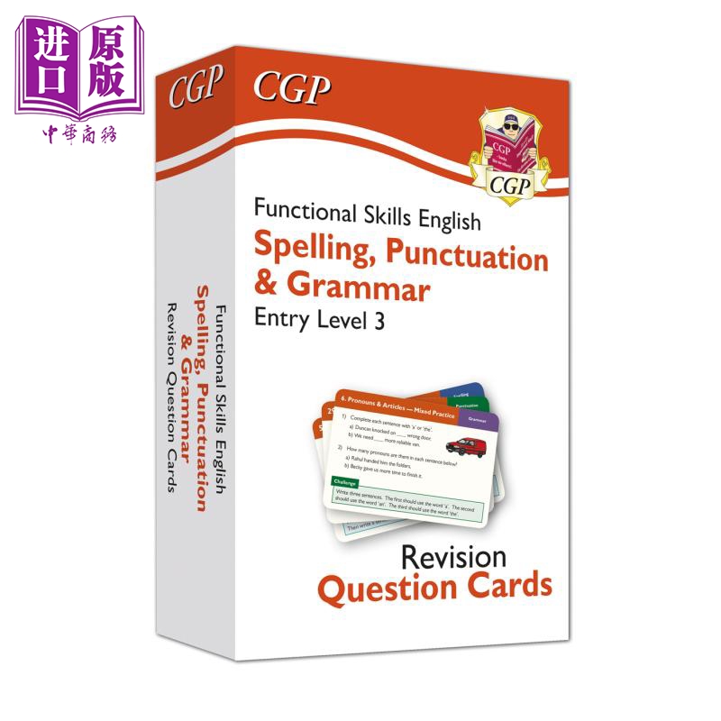 英国原版CGP教辅 新功能技能英语复习题卡 拼写标点和语法入门级3 New Functional Skills English Revision Ques【中商原版】
