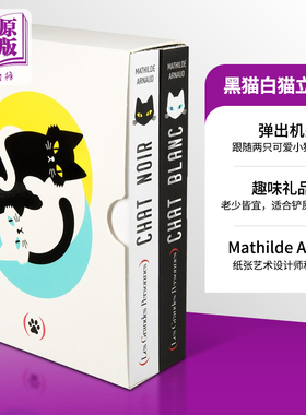 预售 黑猫白猫立体书套装 法文原版 COFFRET CHAT NOIR  CHAT BLANC Mathilde Arnaud 【中商原版】