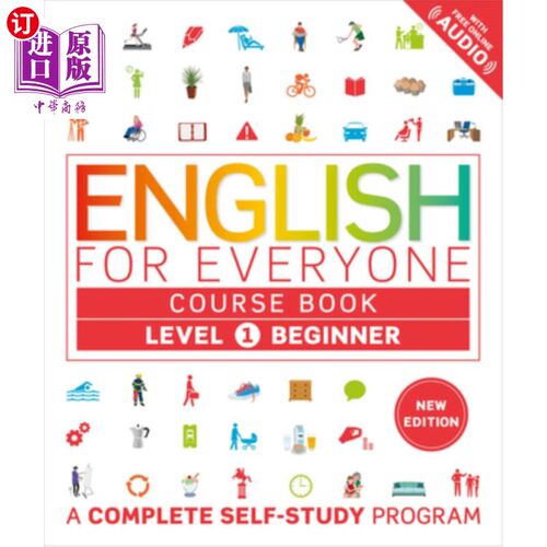 海外直订English for Everyone Course Book Level 1 Beginner: A Complete Self-Study Program 人人英语教材1级初学者：一