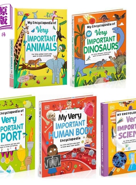 DK重点小百科5册 My Encyclopedia 英文原版 儿童科普绘本读物 人体+运动+恐龙+动物+科学 精装少儿百科 进口童书【中商原版】