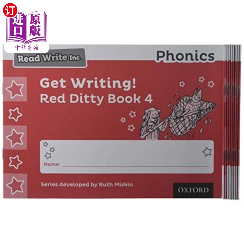 海外直订Read Write Inc. Phonics: Get Writing! Red Ditty ... Read Write公司拼读:开始写作!红色小曲书4包10个