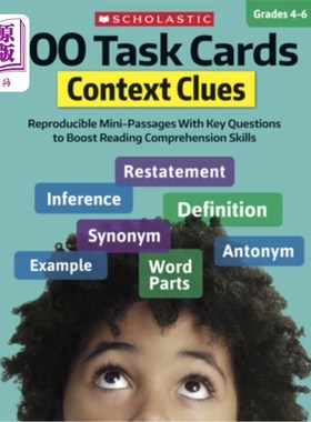 海外直订100 Task Cards: Context Clues: Reproducible Mini-Passages with Key Questions to  100张任务卡：上下文线索：