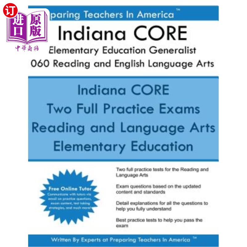 海外直订Indiana CORE Elementary Education Generalist 060 Reading and English Language Ar 印第安纳核心基础教育通才06