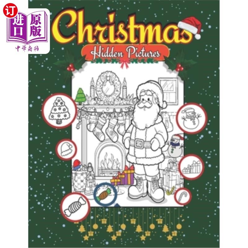 海外直订Christmas Home Decorations Hidden Pictures Book: Picture Puzzle christmas Book t 圣诞家庭装饰隐藏图画书：寻