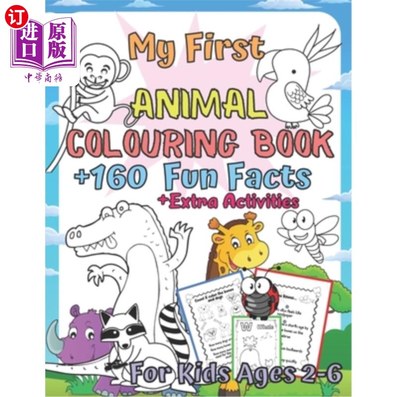 海外直订My First Animal Colouring Book for Kids Ages 2-6: Educational Coloring Book Lear 我的第一个动物涂色儿童2-6