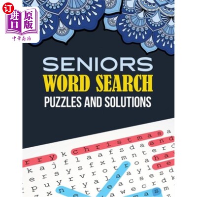 海外直订Seniors Word Search Puzzle and Solutions: Word Search Book Challenging and Fun P 老年人词搜索谜题和解决方案