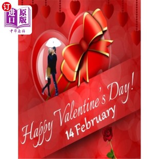海外直订Happy Valentine's Day 14 February: Happy Valentine's Day Coloring Book For Adult 情人节快乐2月14日:成人填色