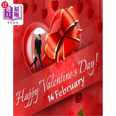 海外直订Happy Valentine's Day 14 February: Happy Valentine's Day Coloring Book For Adult 情人节快乐2月14日:成人填色