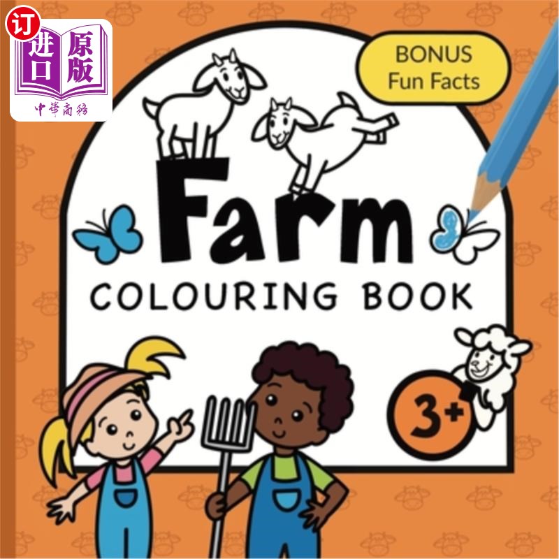 海外直订Colouring Book Farm For Children: Animals, Tractors, Vehicles and Farmyard life  儿童农庄涂色书:动物、拖拉