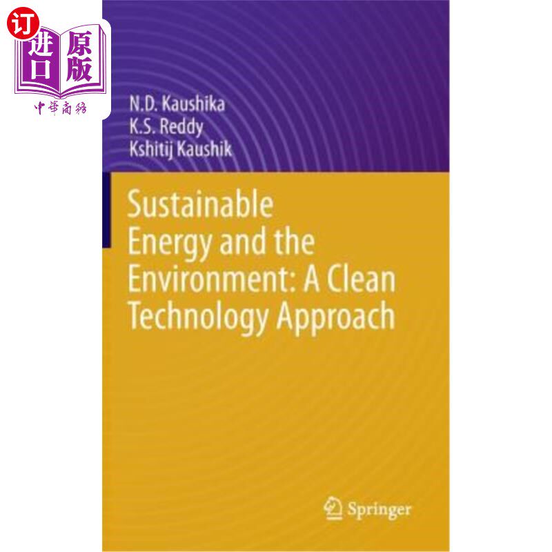 海外直订Sustainable Energy and the Environment: A Clean Technology Approach 可持续能源与环境:清洁技术方法