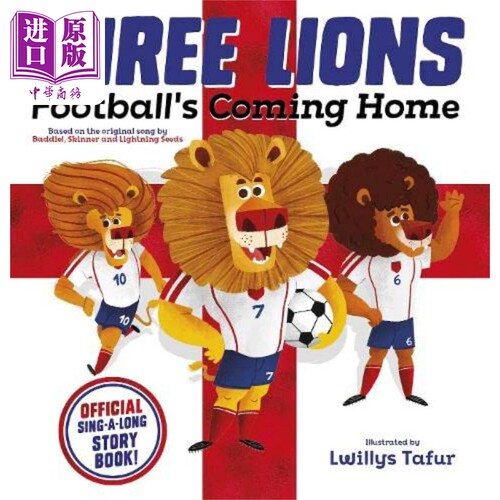 现货 雄狮足球队Three Lions Footballs Coming 英文原版 亲子童书 儿歌绘本图画书 学乐绘本 进口读物 儿童歌集【中商原版】