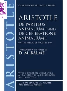 现货 动物学研究 De Partibus Animalium I and De Generatione Animalium I 英文原版 Aristotle【中商原版】