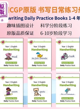 英国原版CGP教辅 Handwriting Daily Practice Books Grade 1-4 年级 书写日常练习册 科学分阶段练习 英文原版【中商原版】