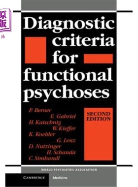 海外直订医药图书Diagnostic Criteria for Functional Psychoses 功能性精神病诊断标准