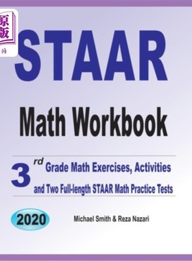 海外直订STAAR Math Workbook: 3rd Grade Math Exercises, Activities, and Two Full-Length S STAAR数学练习册：三年级数