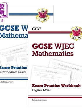 英国CGP原版 WJEC GCSE Maths Exam Practice Workbook 中级进阶数学 考试练习手册 备考复习自测套装2册 含答案【中商原版】