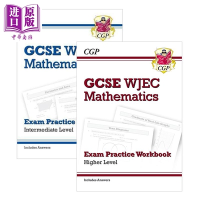 英国CGP原版 WJEC GCSE Maths Exam Practice Workbook 中级进阶数学 考试练习手册 备考复习自测套装2册 含答案【中商原版】