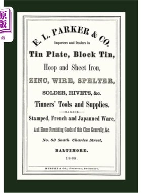 海外直订E. L. Parker & Co. Tinners' Tools & Supplies, Baltimore 1868 E.L.Parker&Co.Tinners's Tools&